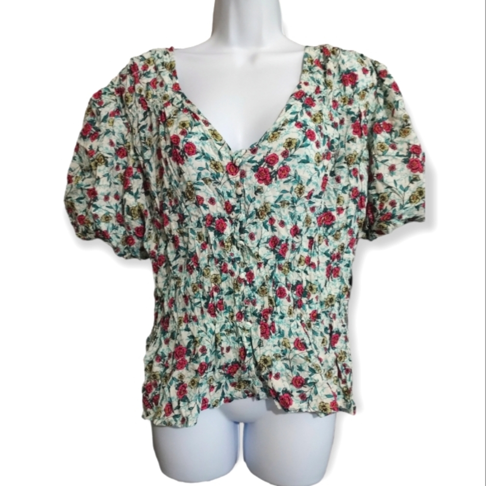 Dear John Floral Blouse - Red and Green
